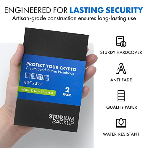 Cryptocurrency Recovery Phrase Notebook - Waterproof, Stone Paper - 2-Pack