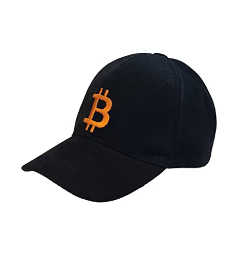 Bitcoin Logo Women's Corduroy Baseball Hat - Black