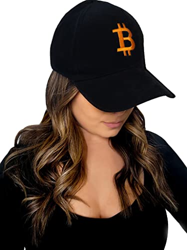 Bitcoin Logo Women's Corduroy Baseball Hat - Black