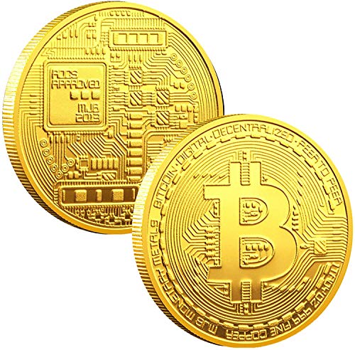 Gold Bitcoin Coin 2-Pack with Keychain Souvenir Gift