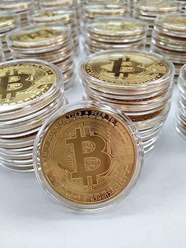 Gold Bitcoin Coin 2-Pack with Keychain Souvenir Gift