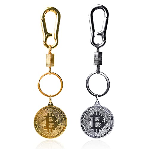 Bitcoin Coin Keychain Set - Gold and Silver