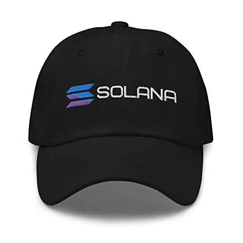 Black Solana SOL Crypto Cryptocurrency Embroidered Hat - One Size