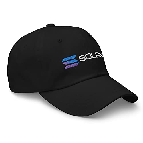 Black Solana SOL Crypto Cryptocurrency Embroidered Hat - One Size