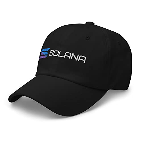 Black Solana SOL Crypto Cryptocurrency Embroidered Hat - One Size