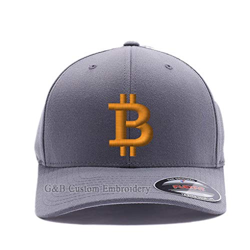 Bitcoin Logo Embroidered Flexfit Cap in Grey S/M