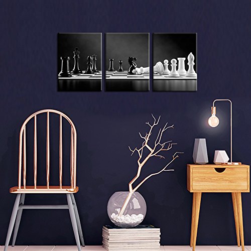 Modern Black & White Chessboard Canvas Wall Art Print