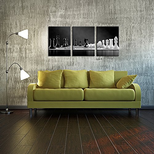Modern Black & White Chessboard Canvas Wall Art Print
