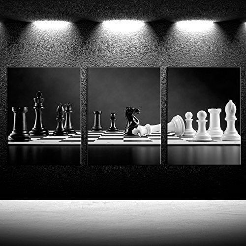 Modern Black & White Chessboard Canvas Wall Art Print