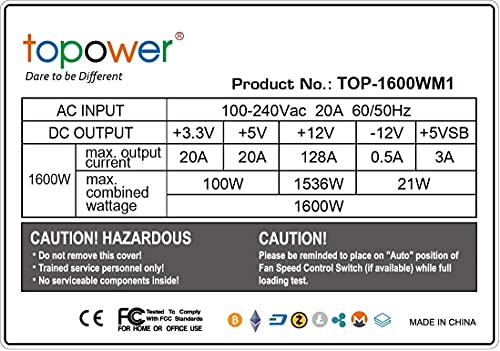 Topower 1600W GPU Power Supply for Crypto Mining