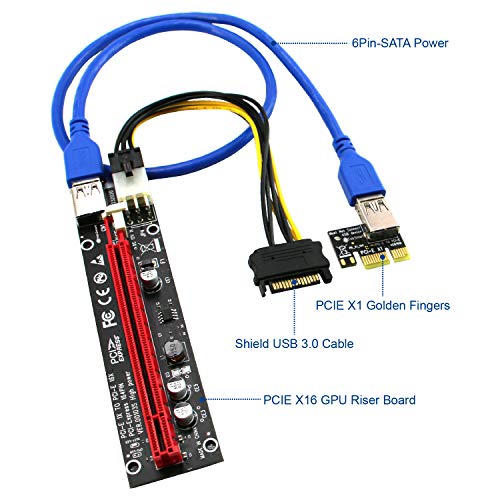 GPU Risers for Mining Rigs, Extend PCIE X1 to X16