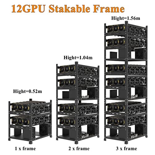 12GPU Stackable Mining Rig Frame for Crypto Miners