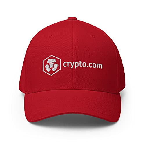 Red CRO Cryptocurrency Flex Fit Hat with Embroidery