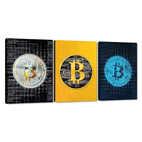 Inspirational Bitcoin Canvas Wall Art Set - 12"x16"x3pcs