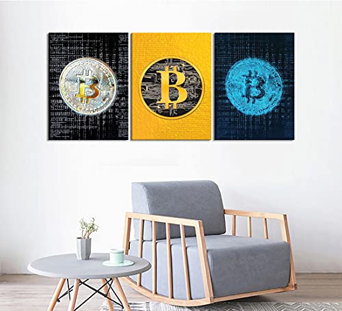 Inspirational Bitcoin Canvas Wall Art Set - 12"x16"x3pcs