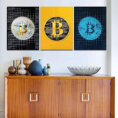 Inspirational Bitcoin Canvas Wall Art Set - 12"x16"x3pcs