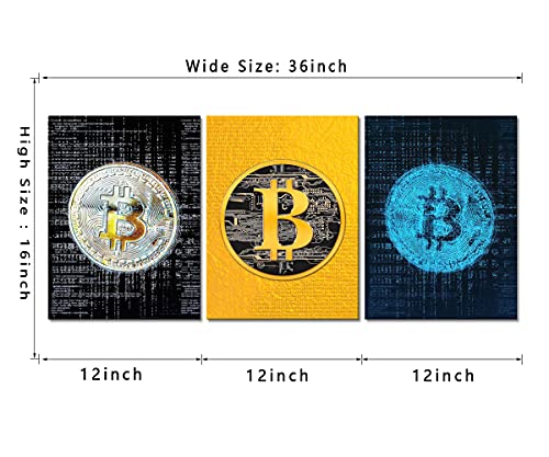 Inspirational Bitcoin Canvas Wall Art Set - 12"x16"x3pcs