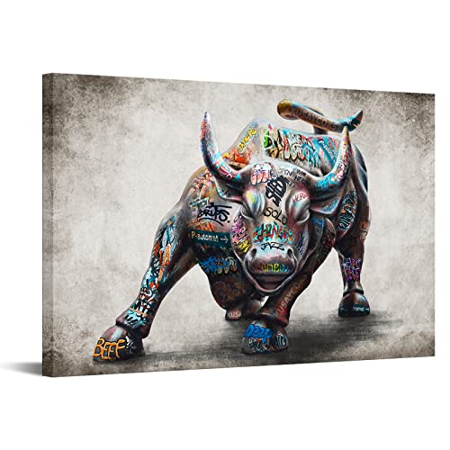 Large Wall Street Charging Bull Canvas Art 24x36inch