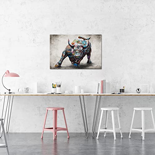 Large Wall Street Charging Bull Canvas Art 24x36inch