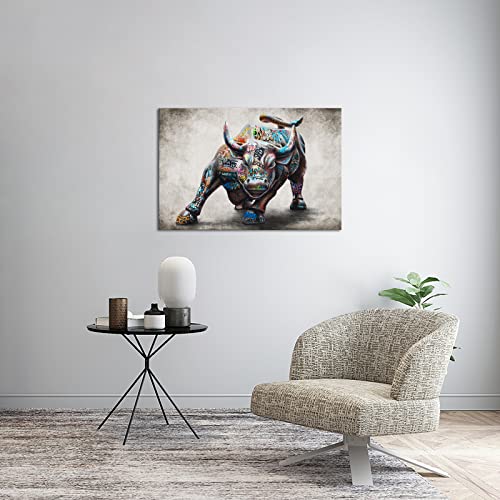 Large Wall Street Charging Bull Canvas Art 24x36inch