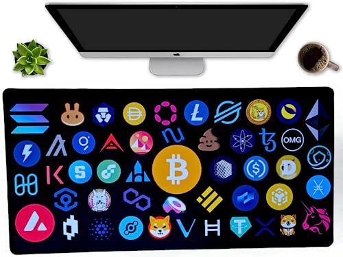 Large Gaming Mouse Pad with Crypto Currency Design