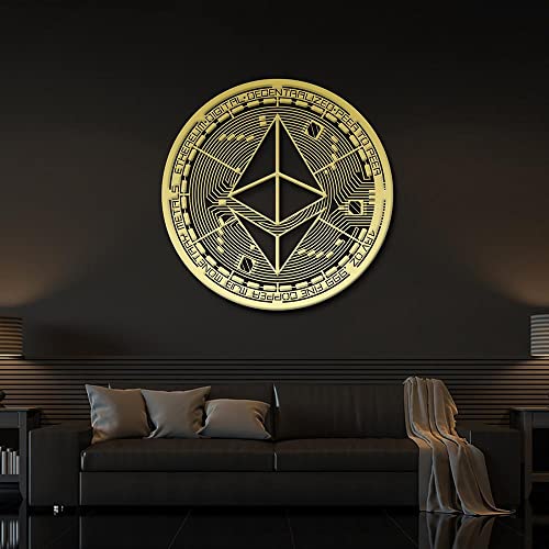 Ethereum Gold Crypto Currency Wall Art Decor 27x27