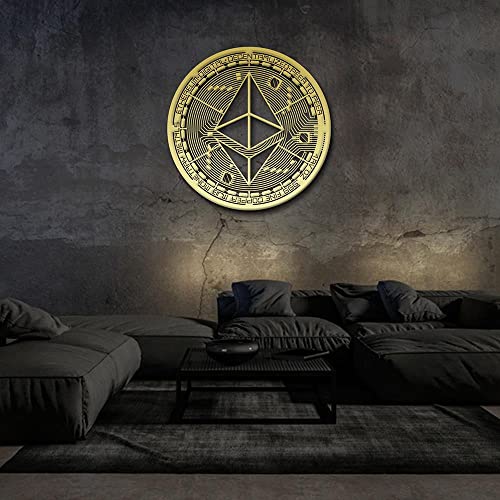 Ethereum Gold Crypto Currency Wall Art Decor 27x27