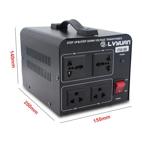 1000 Watt Voltage Transformer Step Up/Down Converter 2 US Outlets