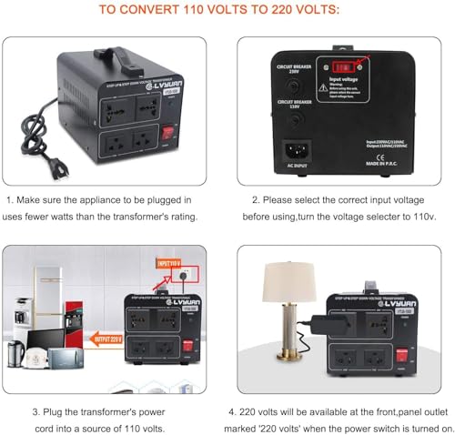1000 Watt Voltage Transformer Step Up/Down Converter 2 US Outlets