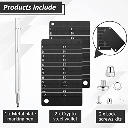 Steel Crypto Wallets, Metal Plate Pen for Bitcoin