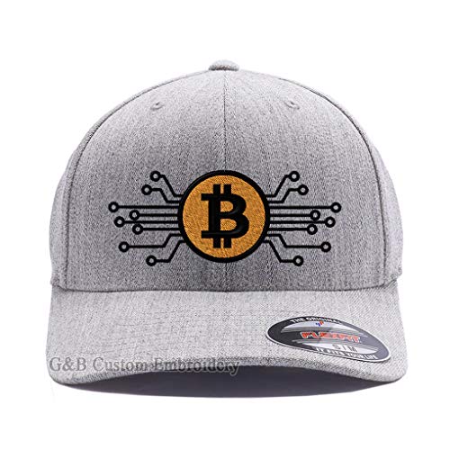 Bitcoin Cap: Embroidered Flexfit Hat, Heather, S/M Size