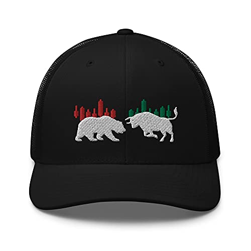 Day Trader Embroidered Trucker Hat - Black Color