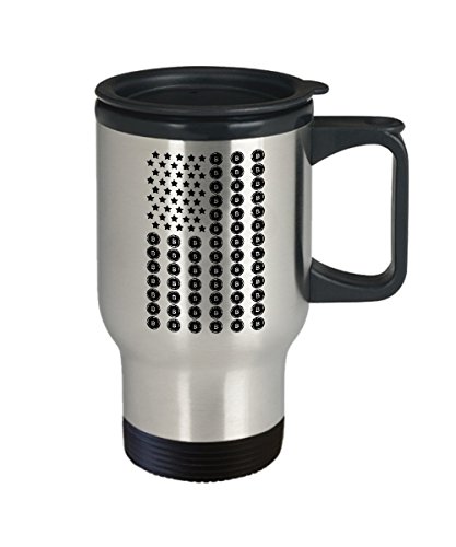 Bitcoin Flag Travel Mug - Unique Cryptocurrency Gift