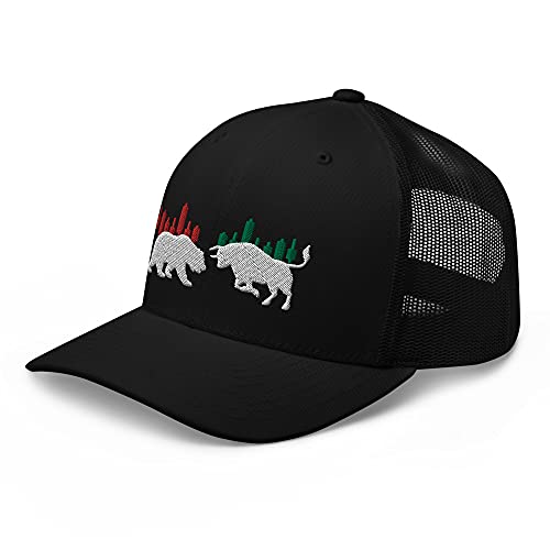 Day Trader Embroidered Trucker Hat - Black Color