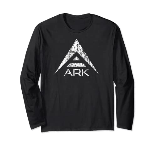 Ark Crypto Logo White Distressed Long Sleeve T-Shirt