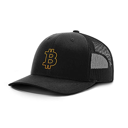 Bitcoin Outline Black Mesh Hat - Men's Baseball Cap