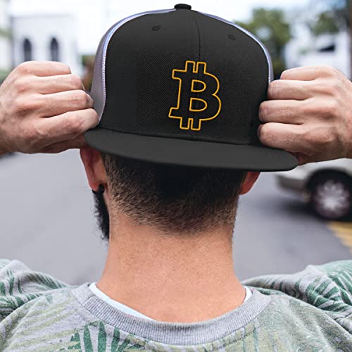 Bitcoin Outline Black Mesh Hat - Men's Baseball Cap