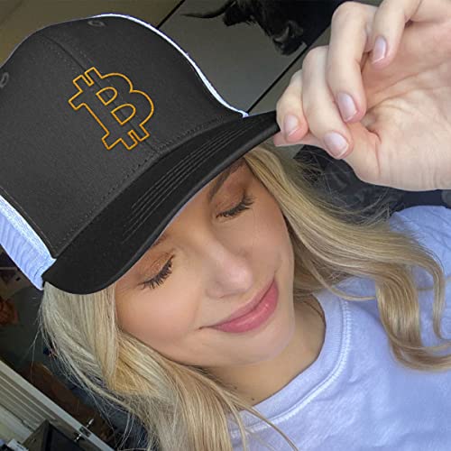Bitcoin Outline Black Mesh Hat - Men's Baseball Cap