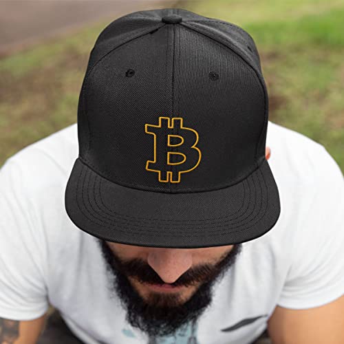 Bitcoin Outline Black Mesh Hat - Men's Baseball Cap