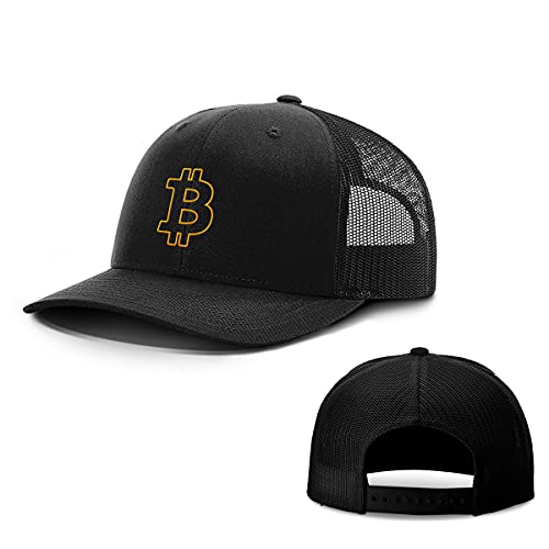 Bitcoin Outline Black Mesh Hat - Men's Baseball Cap