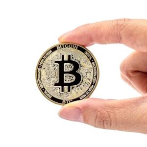 Gold Bitcoin Coin with Case and Stand, Collector's Gift