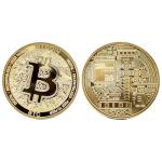 Gold Bitcoin Coin with Case and Stand, Collector's Gift