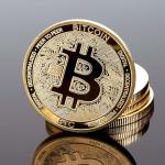 Gold Bitcoin Coin with Case and Stand, Collector's Gift