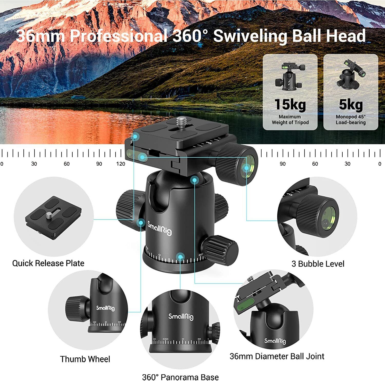 SmallRig 71" Tripod with 360° Ball Head