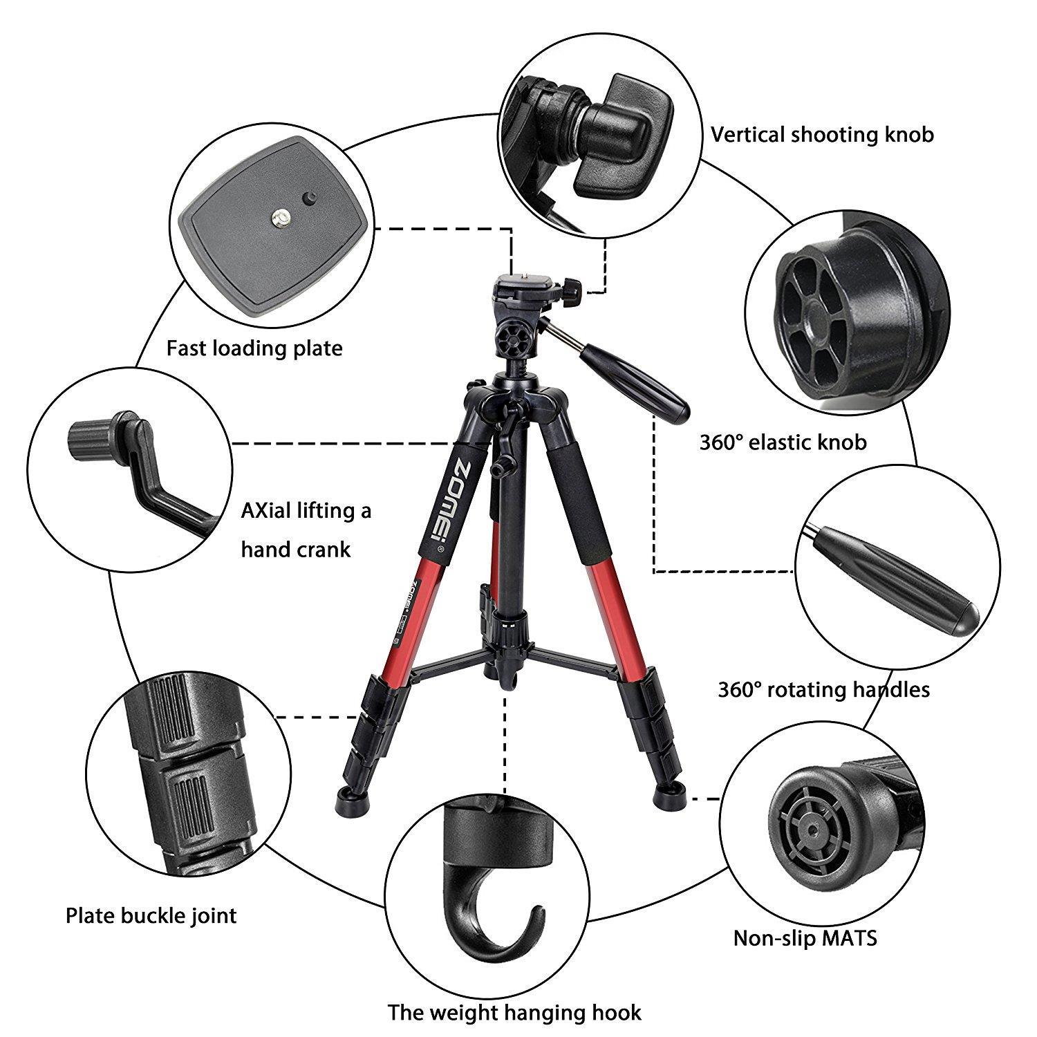 55" Lightweight Aluminum Tripod for Pentax Cameras