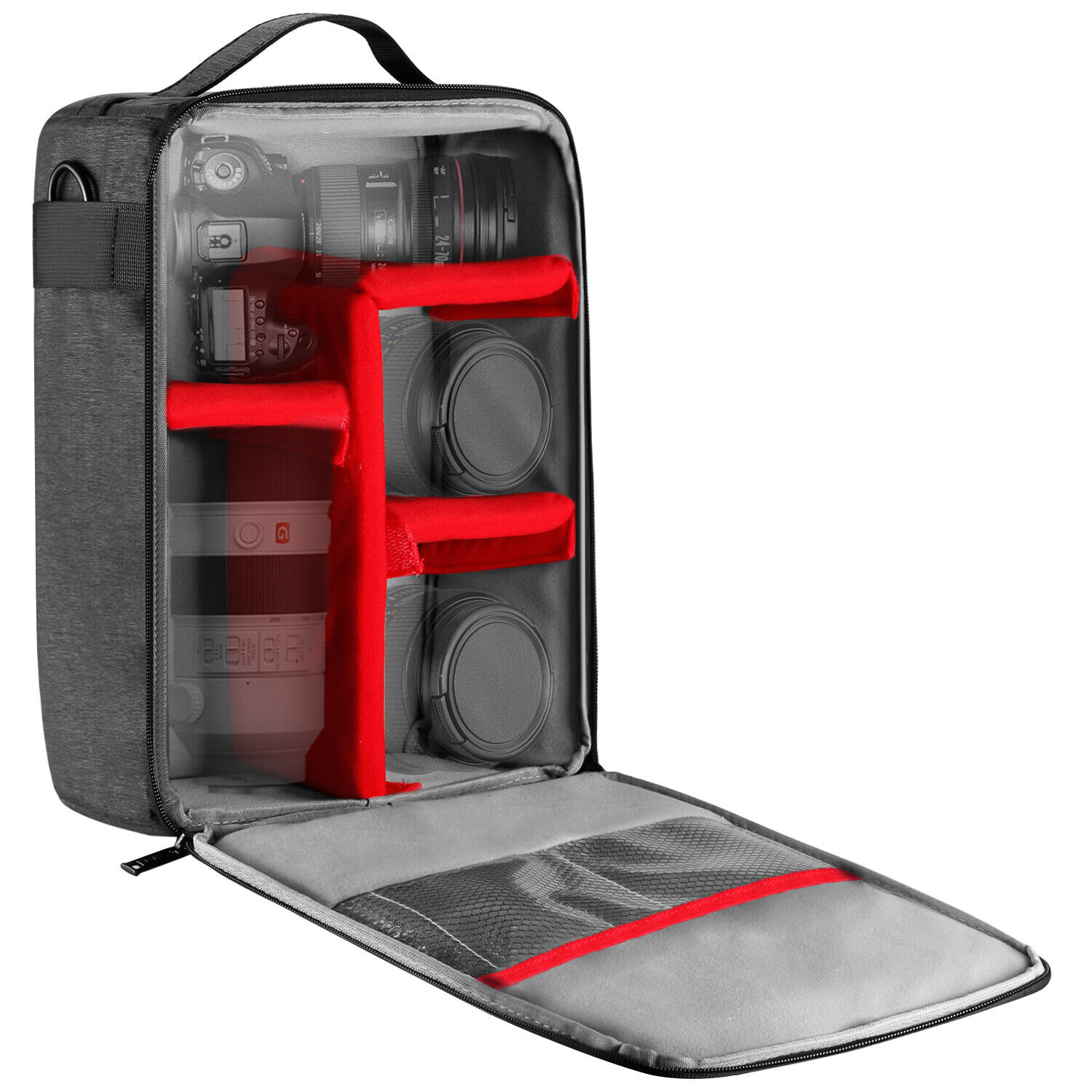 Waterproof camera case with lens storage