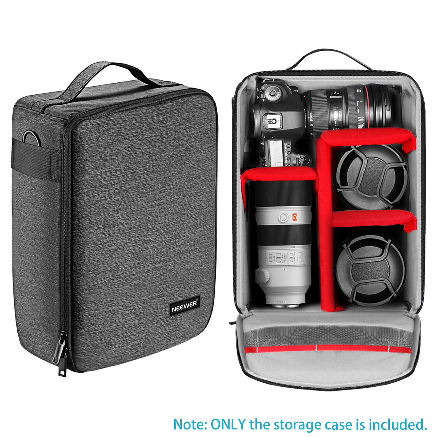 Waterproof camera case with lens storage