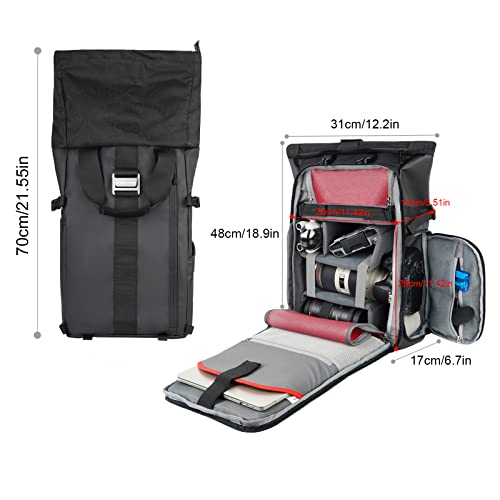 Waterproof Camera Backpack with Laptop Compartment & Tripod Holder