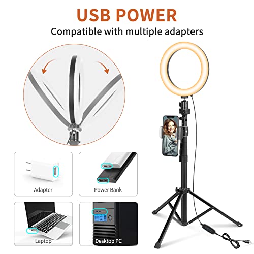 Compact Selfie Ring Light with Tripod Stand