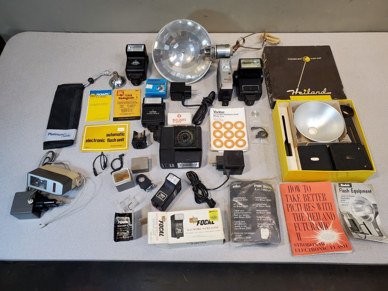 Lot of Vintage Camera Flashes & Flash Accessories